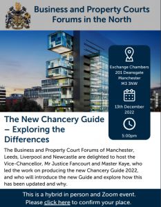 Read more about the article New Chancery Guide – a talk by Fancourt, J and Master Kaye